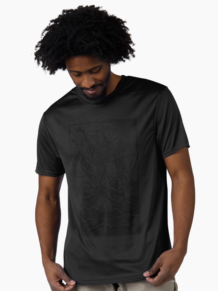 Vintage Kraken attacking ship illustration Active T-Shirt