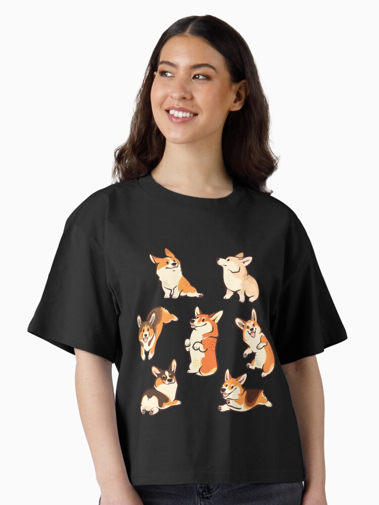 Jolly corgis in green Boxy T-Shirt