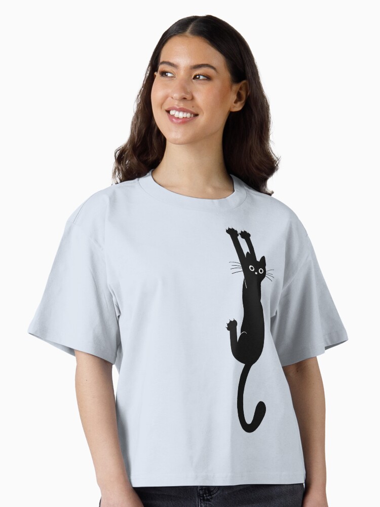 Black Cat Holding On Boxy T-Shirt