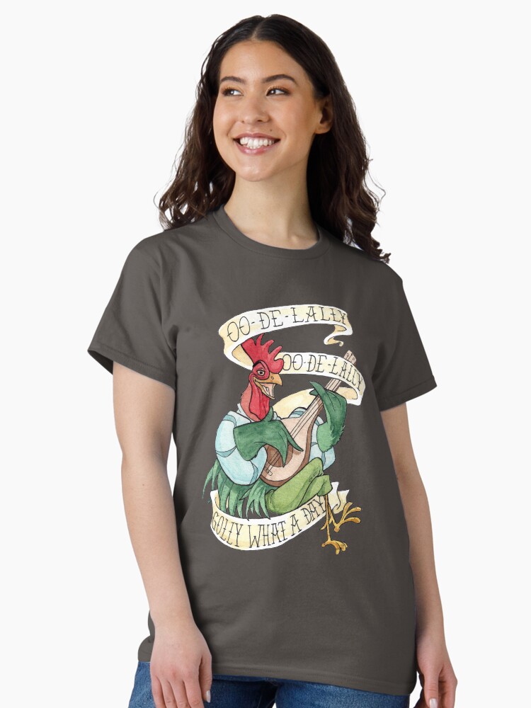 Alan-A-Dale Rooster : OO-De-Lally Golly What A Day Tattoo Watercolor Painting Robin Hood Classic T-Shirt