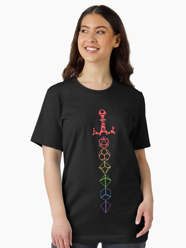 Rainbow Dice Sword Tabletop RPG Gaming Essential T-Shirt