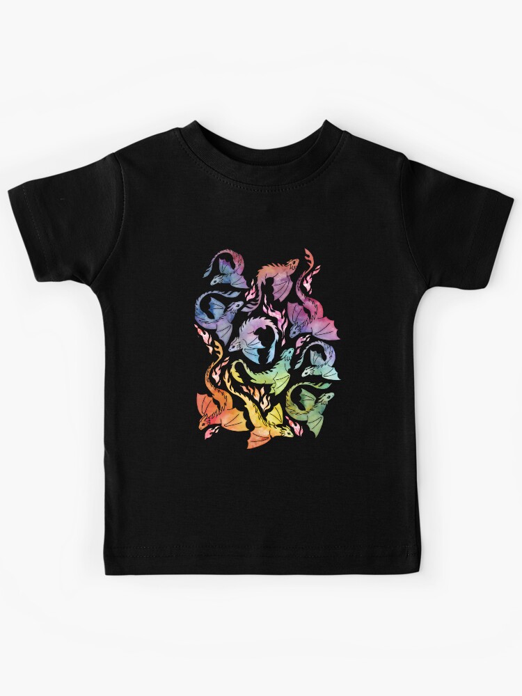 Dragon fire dark rainbow Kids T-Shirt