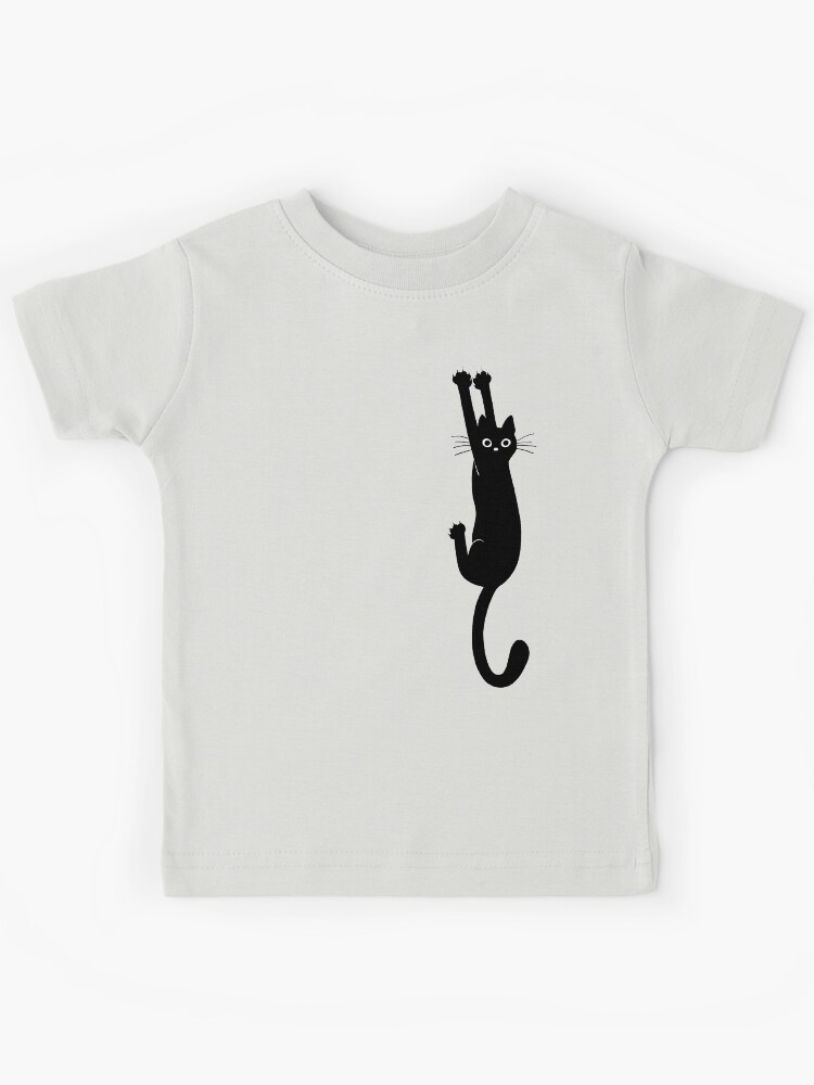 Black Cat Holding On Kids T-Shirt