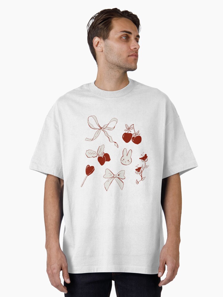 Coquette Ribbons, bows and Cherrys Aesthetic Oversized T-Shirt