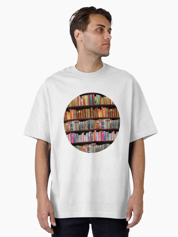Bookworm Antique book library, vintage book shelf Oversized T-Shirt